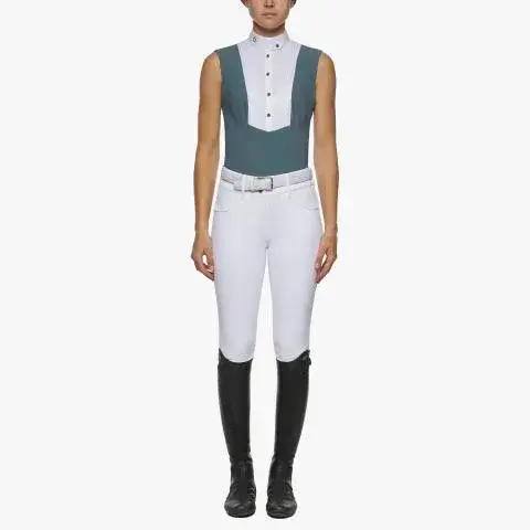 Cavalleria Toscana Women`s sleeveless competition shirt PETROLEUM-1