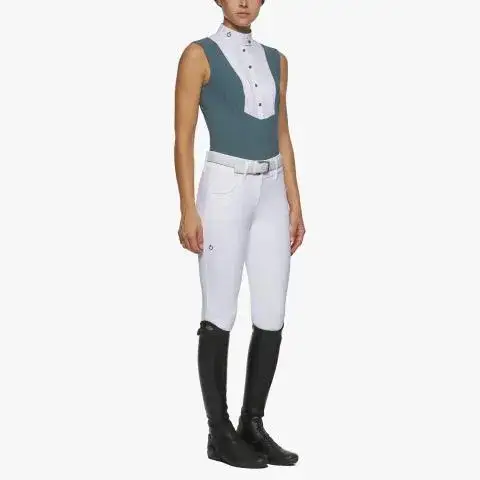 Cavalleria Toscana Women`s sleeveless competition shirt PETROLEUM-2