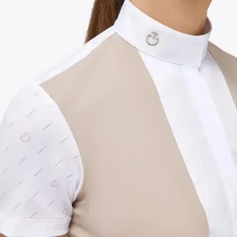 Cavalleria Toscana Woman’s jersey shirt with CT motif WHITE / LIGHT BEIGE-3