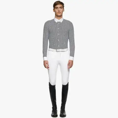 Cavalleria Toscana Camicia button down uomo a maniche lunghe.
WHITE/BLACK LINE-1