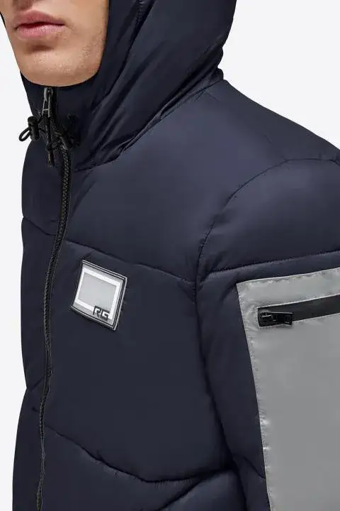 Rider's Gene RG Nylon Quilted Hooded Puffer Jacket NAVY-3