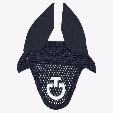 Cavalleria Toscana Lightweight crochet ear bonnet NAVY-1
