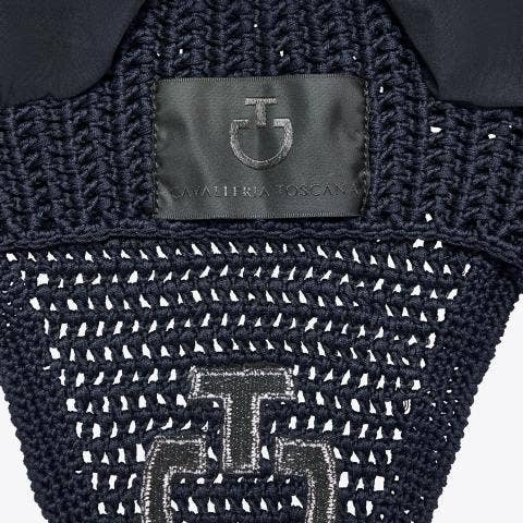 Cavalleria Toscana Lightweight crochet ear bonnet NAVY-3