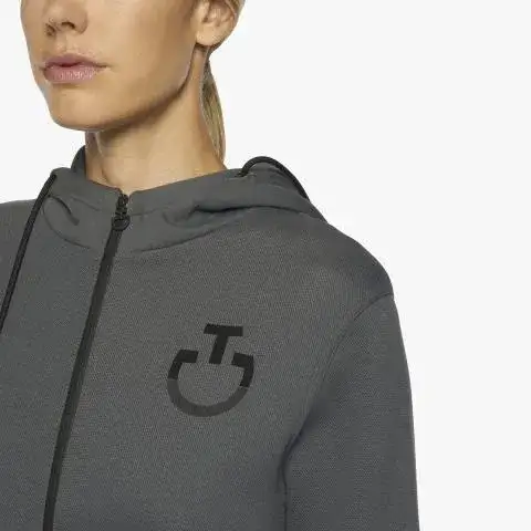 Cavalleria Toscana Women's zip hooded sweatshirt CHARCOAL GREY-4