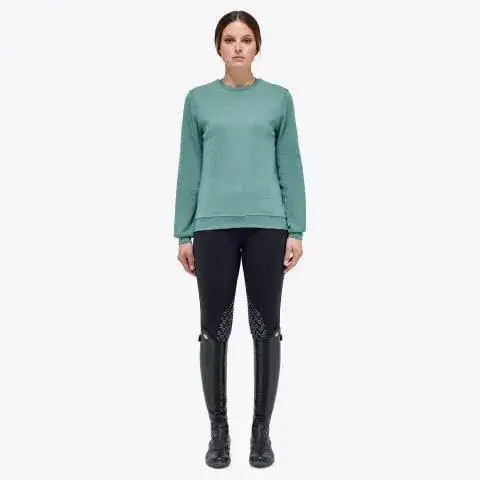 Cavalleria Toscana Women’s piqué cotton sweatshirt EMERALD GREY-1