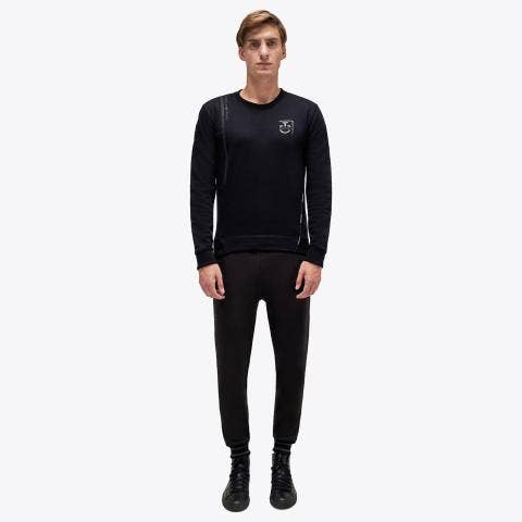 Cavalleria Toscana CT Academy men's cotton crew neck sweatshirt BLACK-1