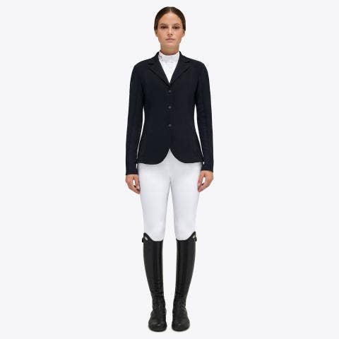 Cavalleria Toscana Women's REVOLUTION zip riding jacket with technical knit inserts NAVY-1