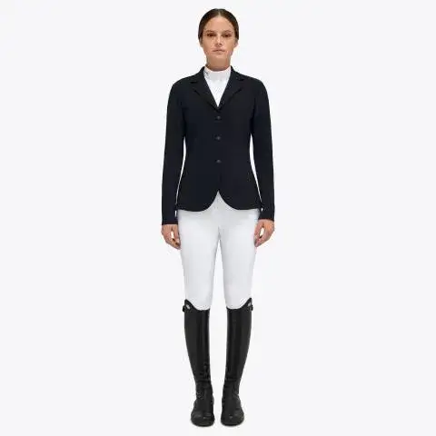 Cavalleria Toscana Women's REVOLUTION zip riding jacket with technical knit inserts NAVY-1