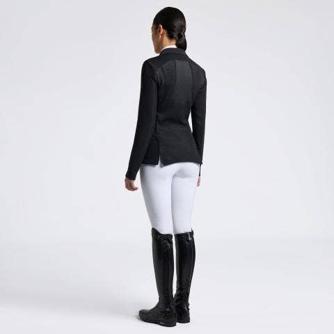Cavalleria Toscana Women's jacket with zip with inserts in technical mesh. BLACK/WHITE-2