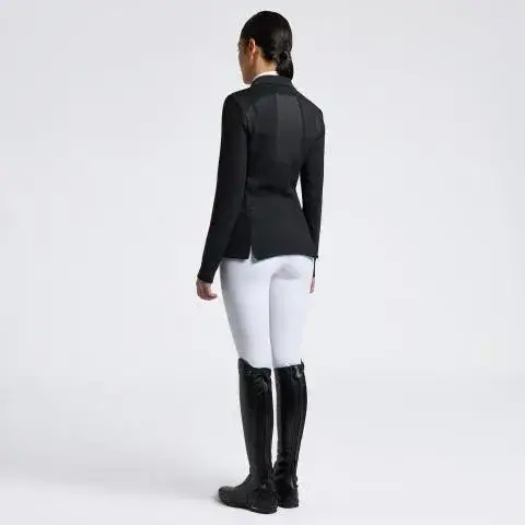 Cavalleria Toscana Giacca da donna con zip e inserti in maglia tecnica REVO BLACK/WHITE-2