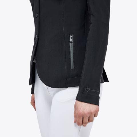 Cavalleria Toscana Women's zip riding jacket with technical knit inserts BLACK-8