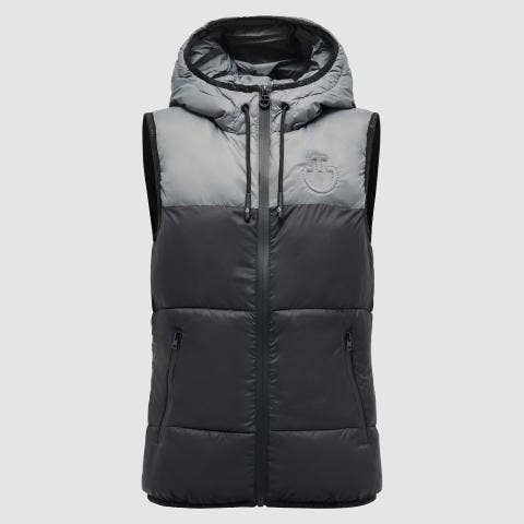 Cavalleria Toscana CT Unisex Nylon Hooded Puffer Vest BLACK/DARK GREY-1