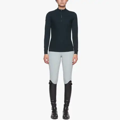 Cavalleria Toscana Maglione donna in tessuto a nido d'ape Petrol Green-1