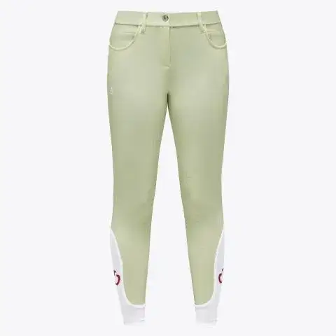 Cavalleria Toscana Pantaloni da bambina jumping con grip al ginocchio | Cavalleria Toscana PISTACHIO-1
