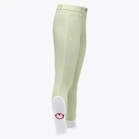 Cavalleria Toscana Pantaloni da bambina jumping con grip al ginocchio | Cavalleria Toscana PISTACHIO-2