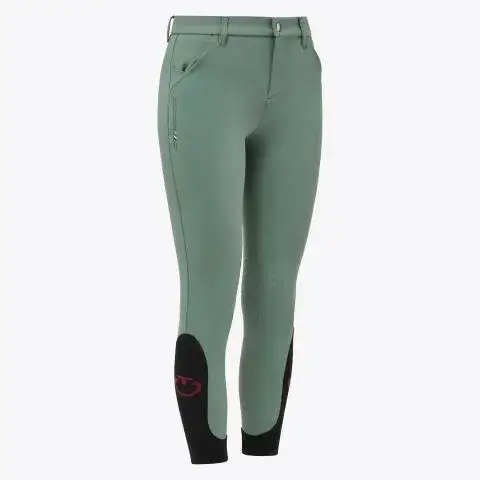Cavalleria Toscana Girls’ riding breeches in four-way stretch technical fabric EMERALD GREY-1