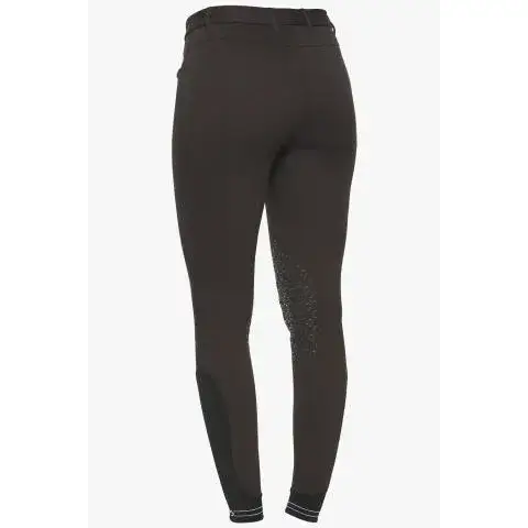 Cavalleria Toscana Women's knee grip breeches with perforated logo tape BROWN-2