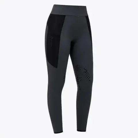 Cavalleria Toscana Women’s jersey mesh riding leggings CHARCOAL GREY-3