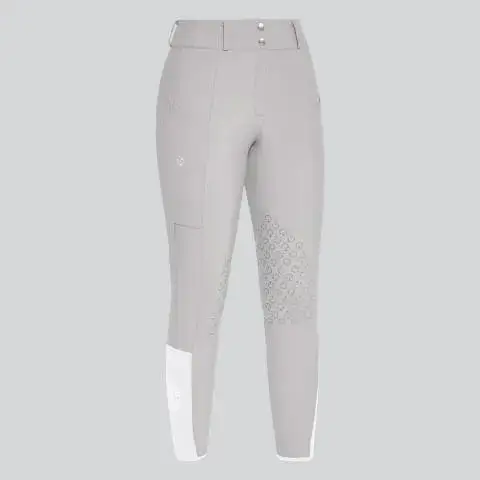 Cavalleria Toscana Pantaloni da donna jumping grip al ginocchio LIGHT GREY-1