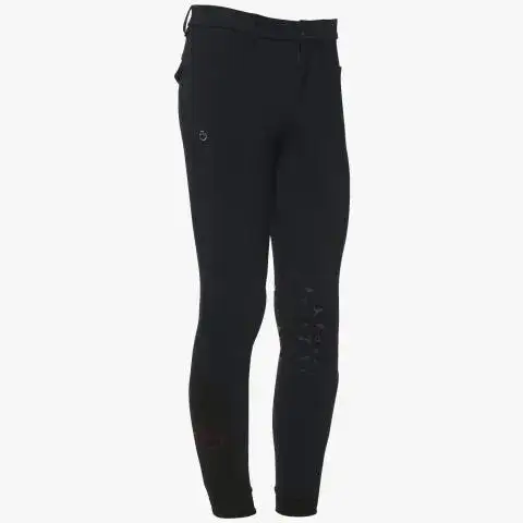 Cavalleria Toscana Pantaloni da bambino con grip fantasia al ginocchio NAVY-1