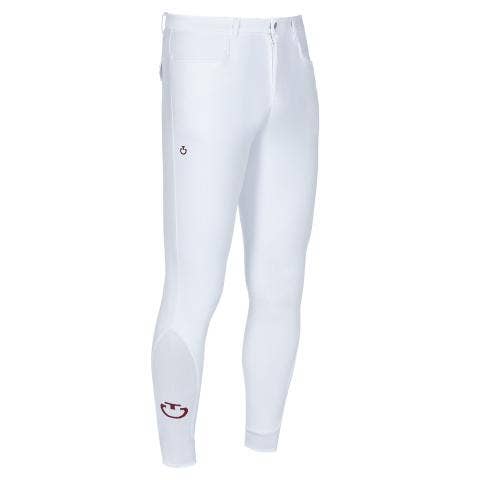 Cavalleria Toscana Men's knee grip riding breeches. WHITE-1