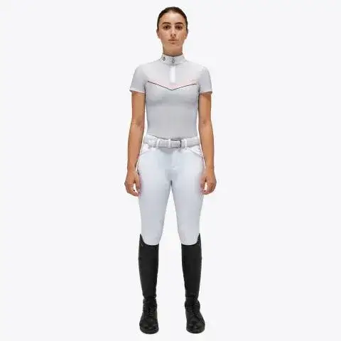 Cavalleria Toscana Competition polo shirt with zip for girls LIGHT GREY-1