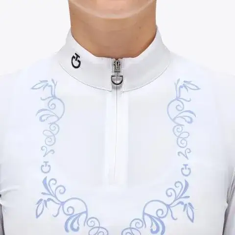 Cavalleria Toscana Competition polo shirt with zip for girls WHITE-4