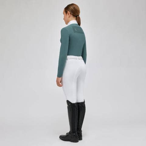 Cavalleria Toscana Girl's competition polo shirt PETROLEUM-2