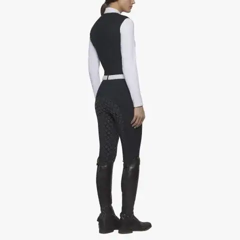 Cavalleria Toscana Women's long-sleeved fleece polo WHITE/NAVY-3