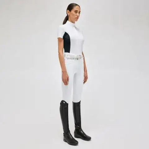 Cavalleria Toscana Women's polo with inserts WHITE/NAVY-1