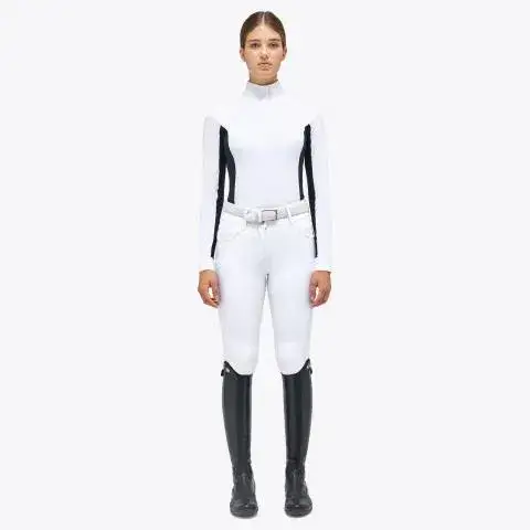 Cavalleria Toscana Women's hunter polo with insert WHITE/NAVY-1