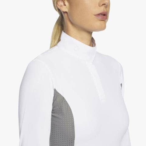 Cavalleria Toscana Women's hunter polo with insert WHITE/LIGHT GREY-5
