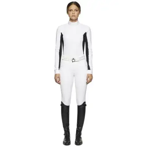Cavalleria Toscana Women's hunter polo with insert WHITE/BLACK-1