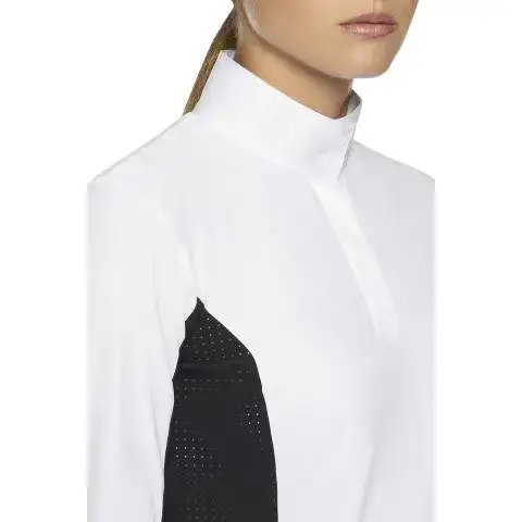 Cavalleria Toscana Women's hunter polo with insert WHITE/BLACK-5