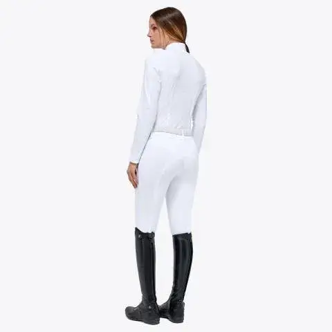Cavalleria Toscana Women’s performance jersey sports shirt with a zip WHITE-4