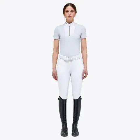 Cavalleria Toscana Women’s technical knit polo shirt PEARL GREY-1