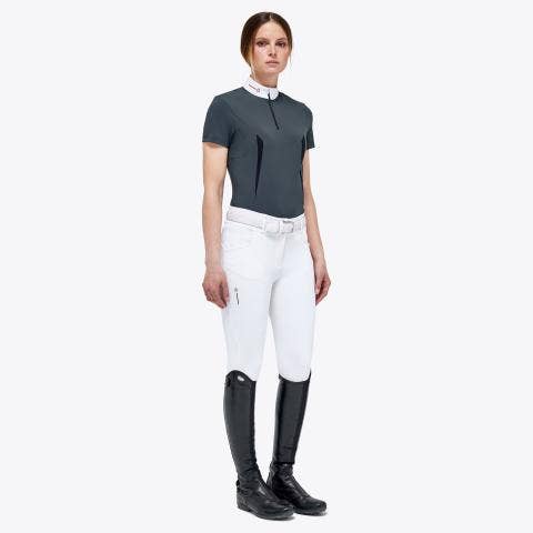 Cavalleria Toscana Women’s jersey mesh polo shirt CHARCOAL GREY-2
