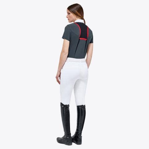 Cavalleria Toscana Women’s jersey mesh polo shirt CHARCOAL GREY-5