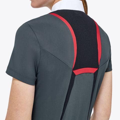 Cavalleria Toscana Women’s jersey mesh polo shirt CHARCOAL GREY-6