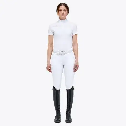 Cavalleria Toscana Women’s piqué and jersey knit polo shirt WHITE/KNIT-1