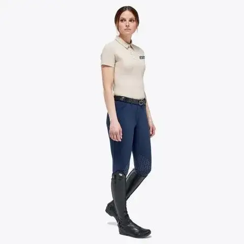 Cavalleria Toscana Women’s piqué knit polo shirt with buttons BEIGE-3