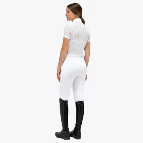 Cavalleria Toscana Women's light piqué competition polo shirt PALE MAUVE / WHITE-4