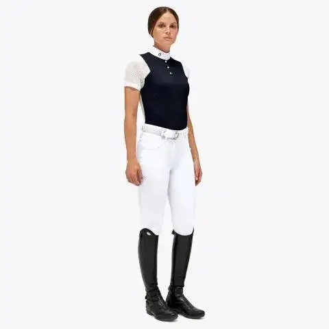Cavalleria Toscana Women's light piqué competition polo shirt NAVY-1