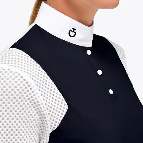 Cavalleria Toscana Women's light piqué competition polo shirt NAVY-3