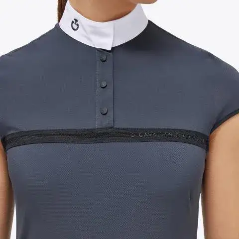 Cavalleria Toscana Women's mesh jersey competition polo ANTHRACITE GREY-3