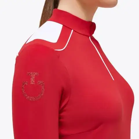 Cavalleria Toscana Women's training polo shirt RED-3