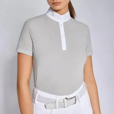 Cavalleria Toscana Women's competition polo shirt LIGHT GREY-3