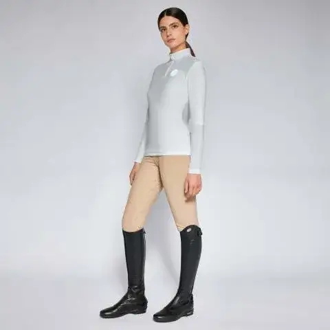 Cavalleria Toscana Women's training polo shirt LIGHT GREY-1