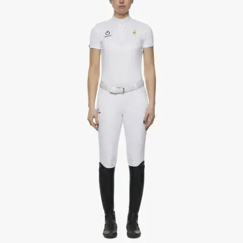 Cavalleria Toscana Women's FISE short sleeved competition polo WHITE-1