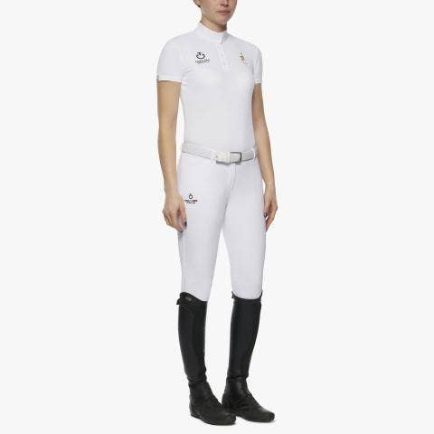 Cavalleria Toscana Women's FISE short sleeved competition polo WHITE-2
